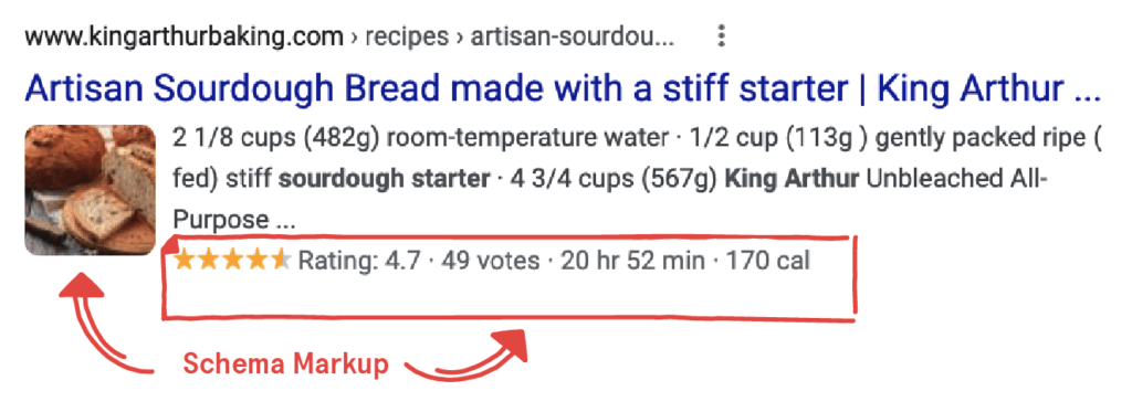 rich results in SERPs example