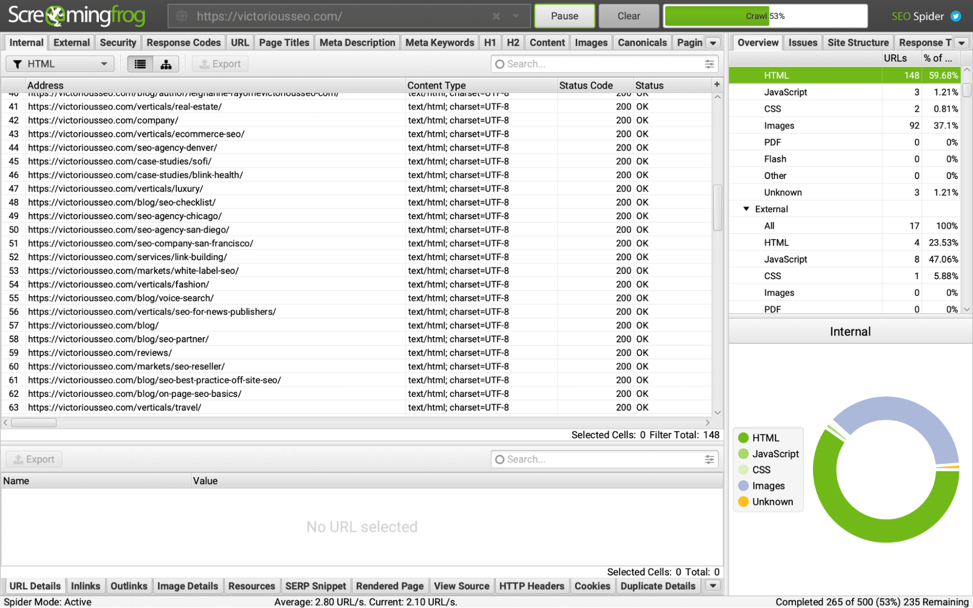 screenshot of how to use screamingfrog to help with keyword map