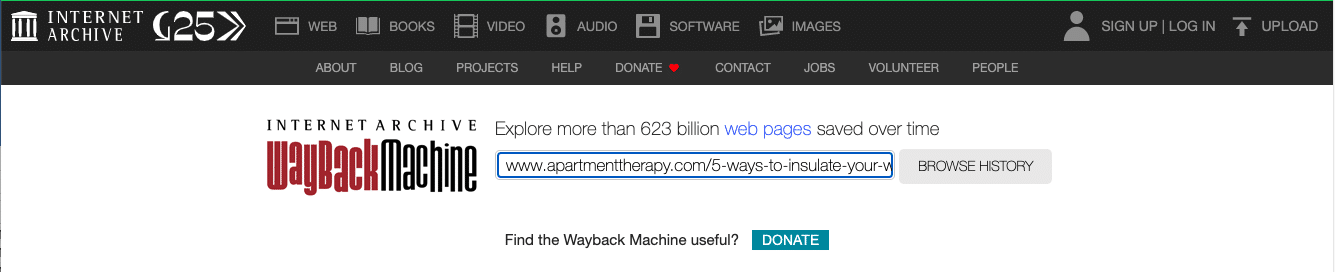 screenshot of wayback