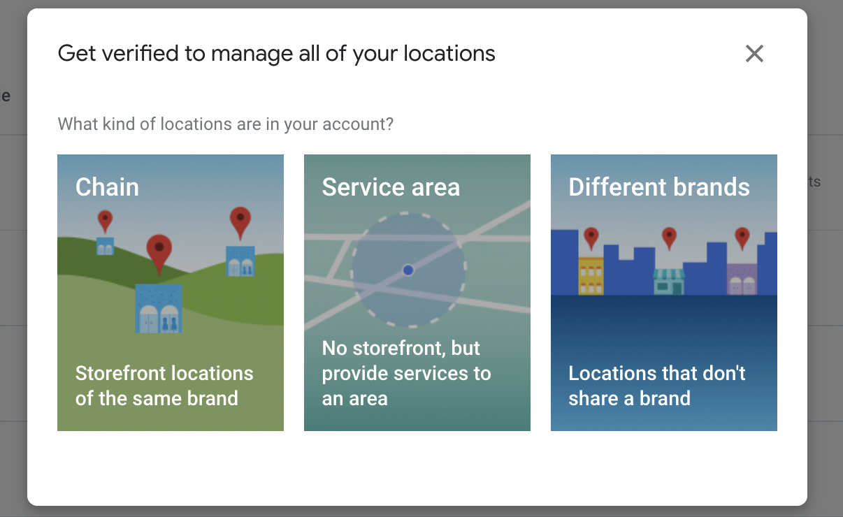 popup to select business type for bulk verification