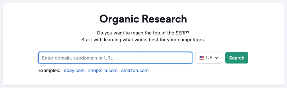 An image of the Semrush Organic Research page