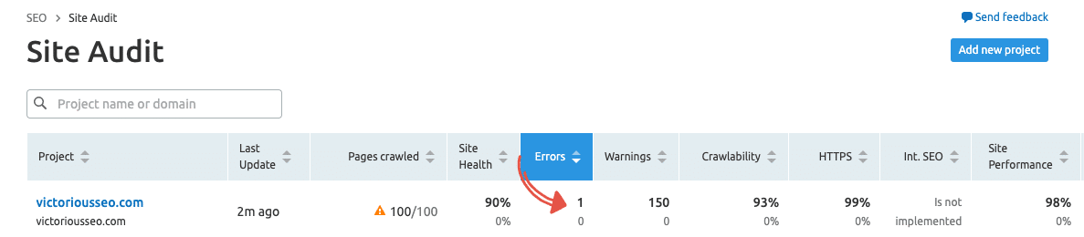 finding broken links with semrush