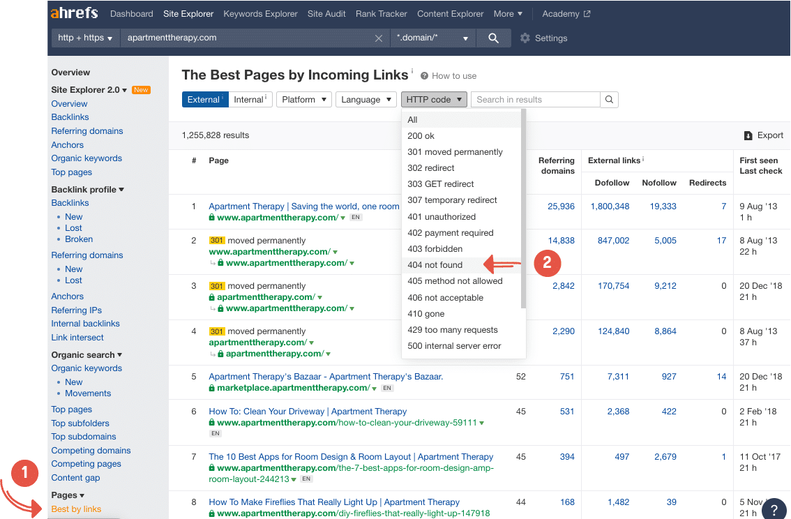 find broken links with ahrefs