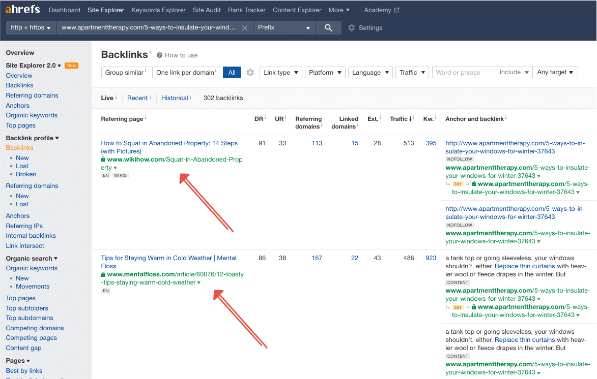 finding pages for broken link building