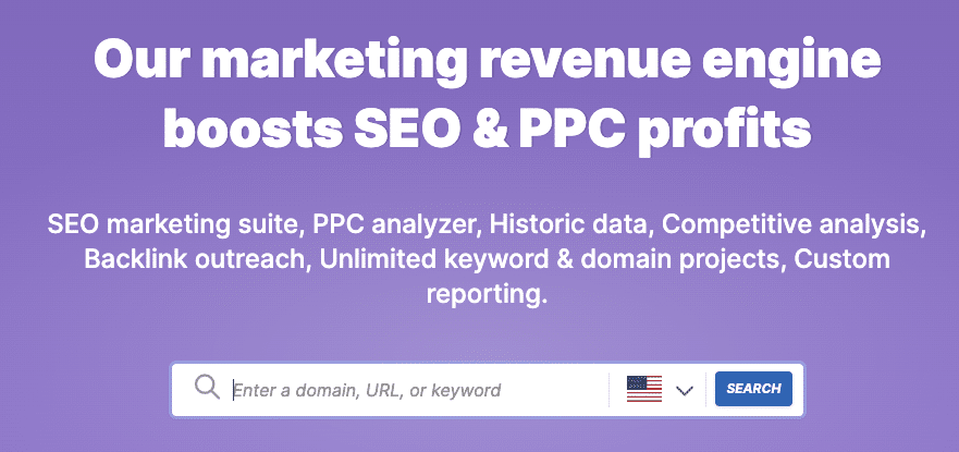 An image of the SpyFu search page to help find competitor keywords