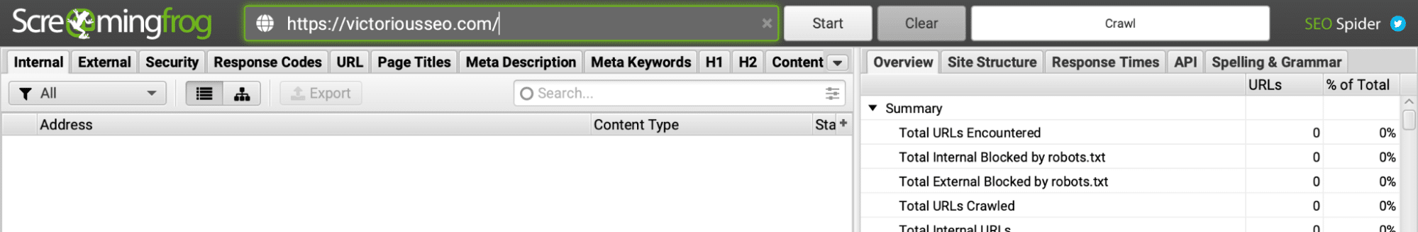 start crawl for redirect chains in screaming frog