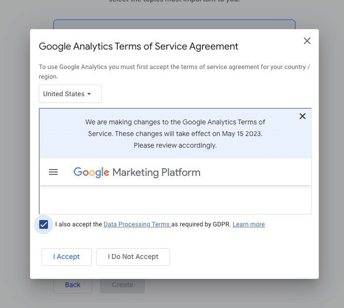 Google tos for ga4