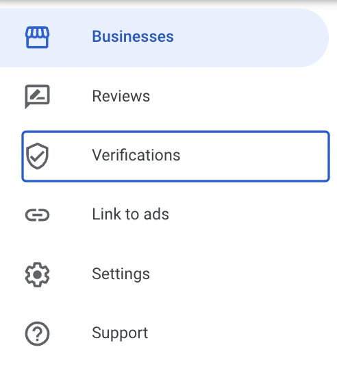 screenshot for verifications in menu
