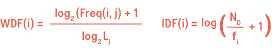 logorithm for WDF*IDF analysis