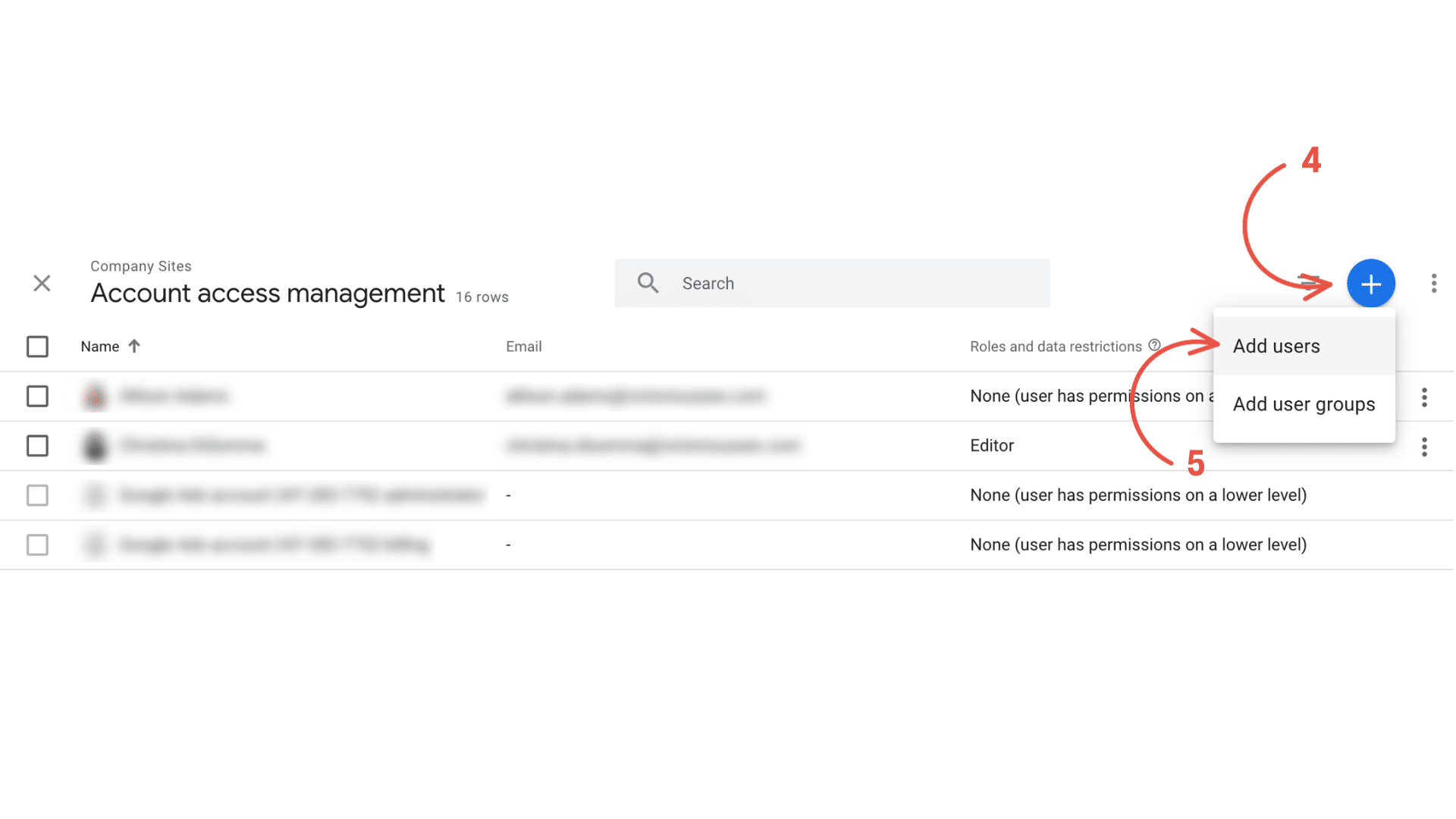adding a ga4 user step by step