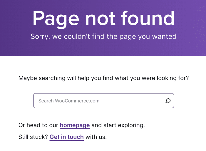 image of a Page not found message for 404 seo