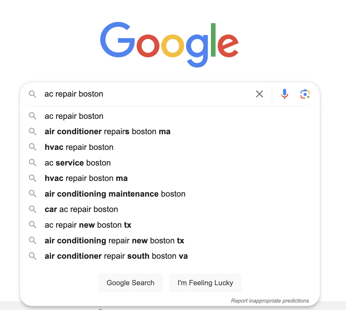 local seo checklist search example