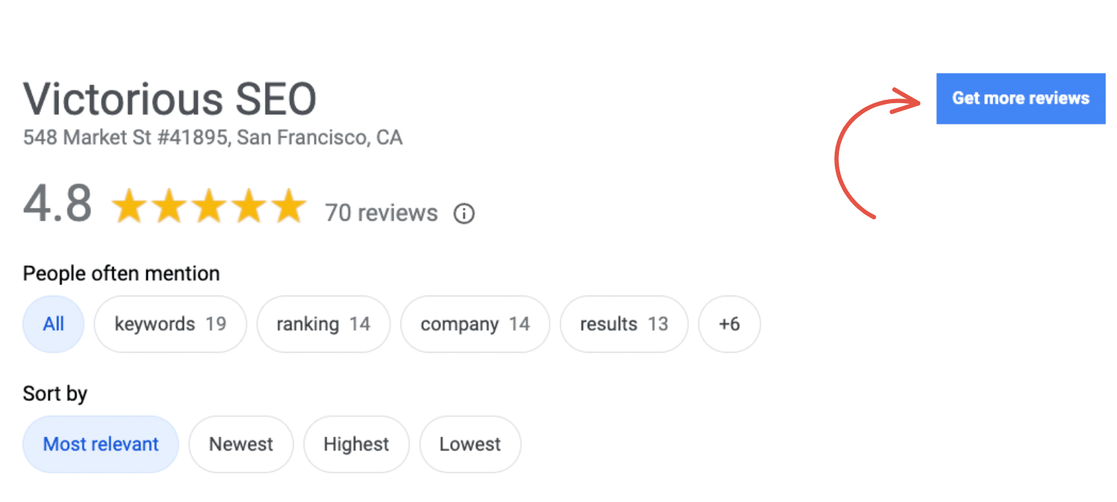 click "get more reviews" to get ask for review link