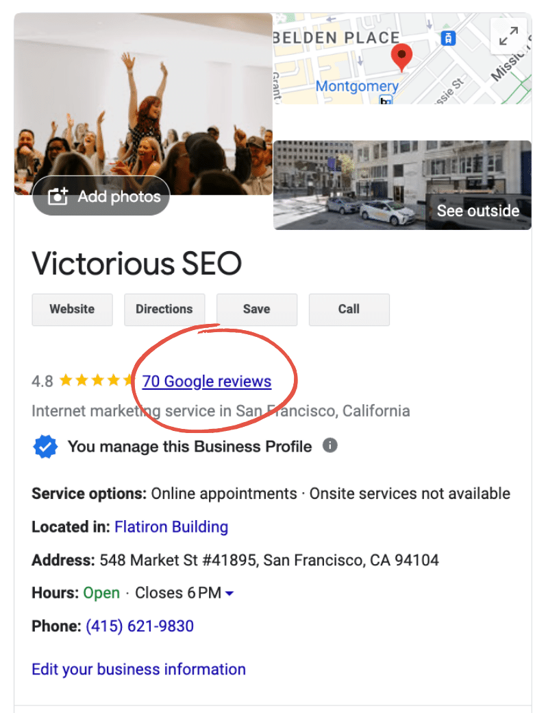 click review number on google business profile