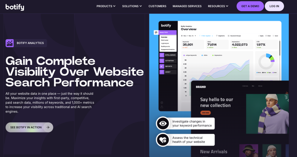 botify enterprise SEO tool screenshot