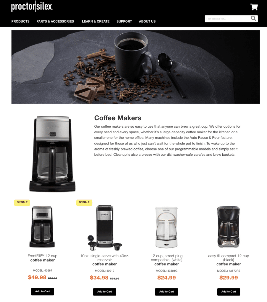 coffee category page seo