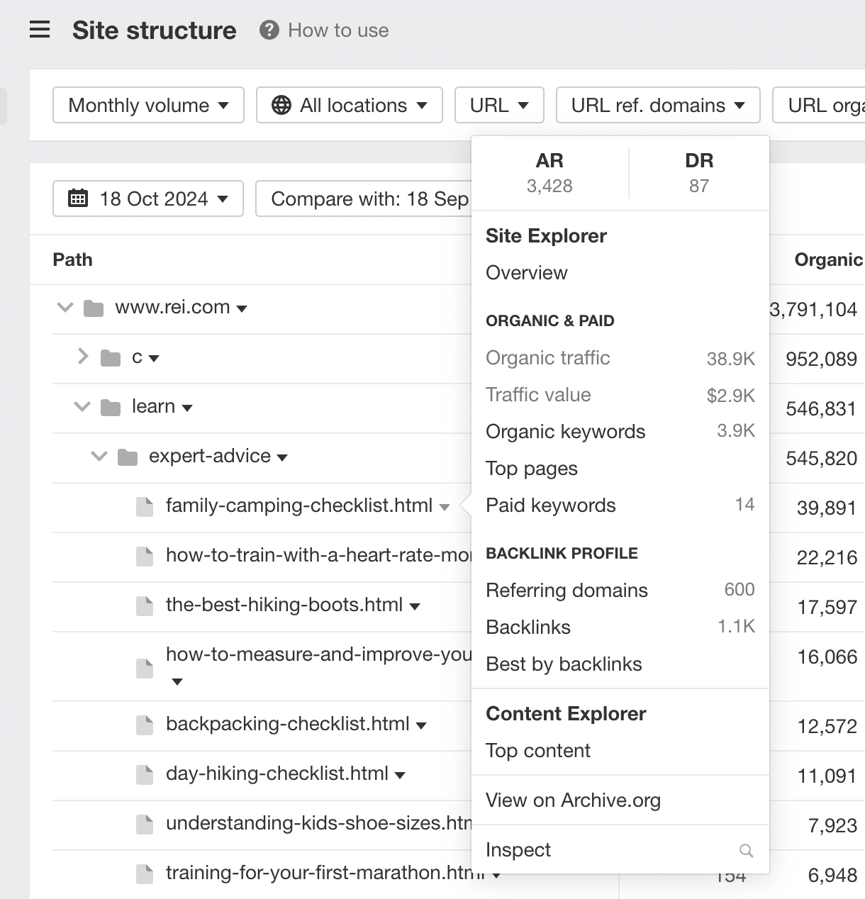 Site structure menu 2