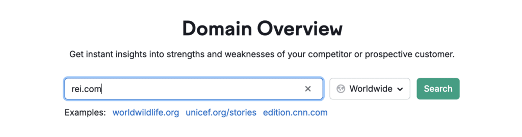 Domain Overview menu