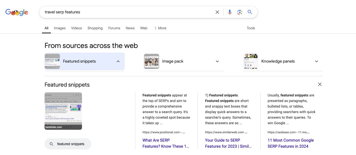 Featured snippets from around the web sample