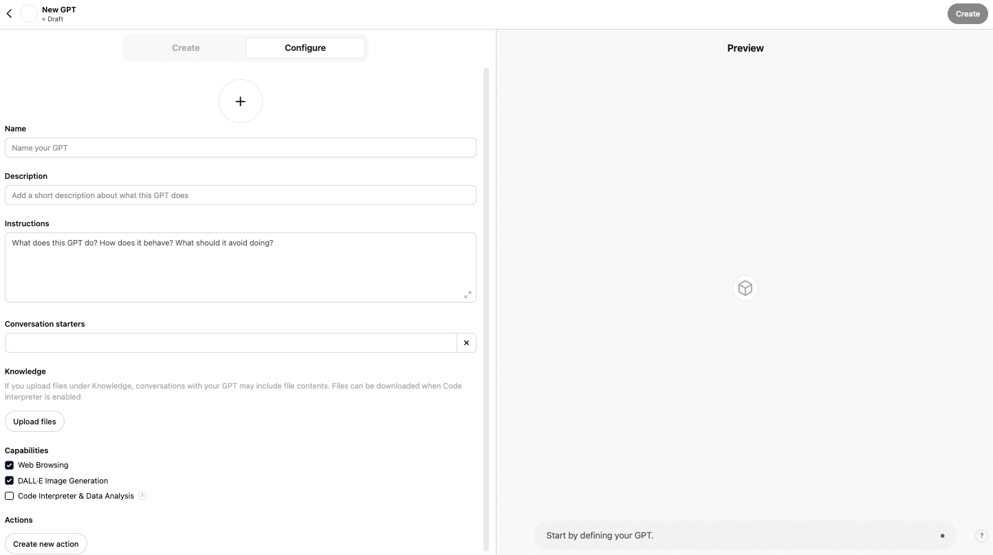 GPT Creation form