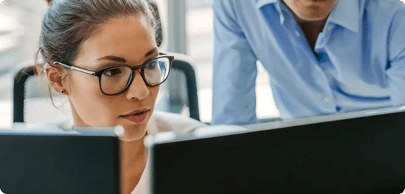 professional looks at dashboard for enterprise SEO results