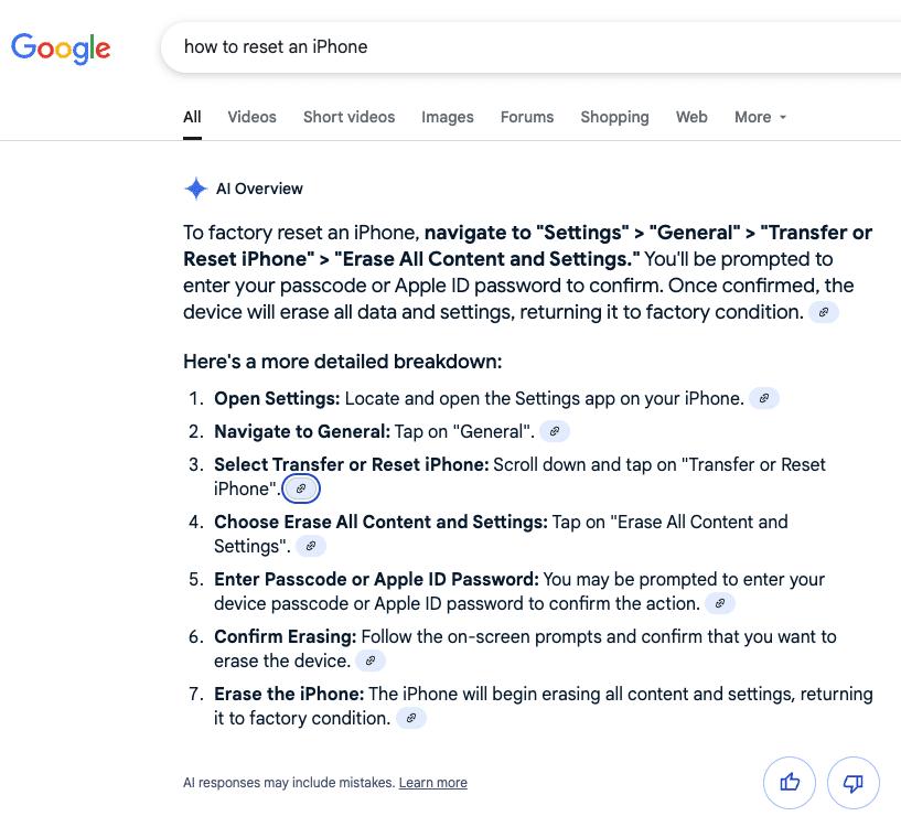 iphone reset example