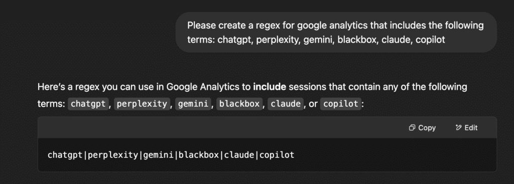 regex for AI referral traffic from Chatgpt