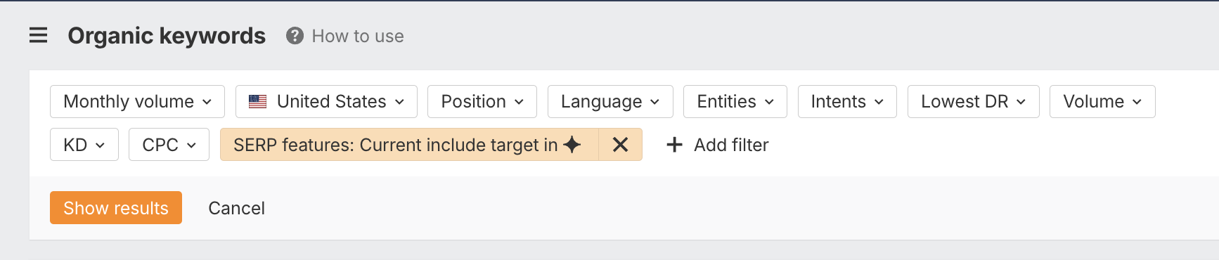 This is what your Ahrefs filter should look like.